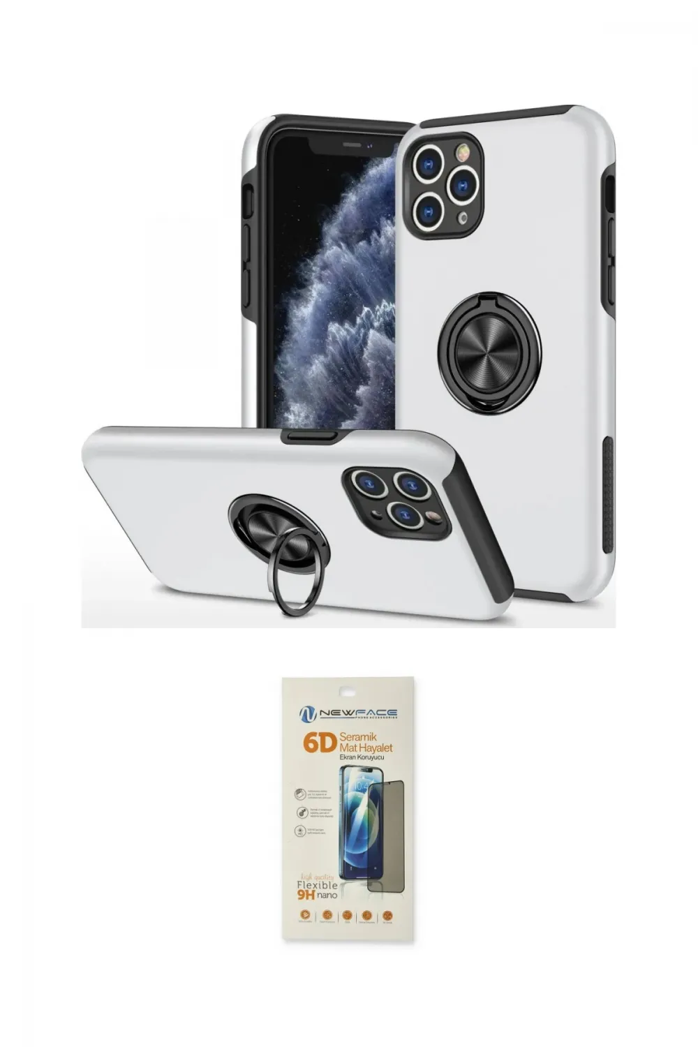 ieg™ iPhone 11 Pro Max Kılıf Odak Form Prime - Siyah 6D Mat Seramik Hayalet Nano Ekran Koruyucu