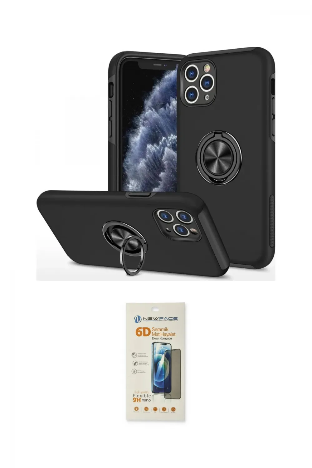 ieg™ iPhone 11 Pro Max Kılıf Odak Form Prime - Siyah 6D Mat Seramik Hayalet Nano Ekran Koruyucu