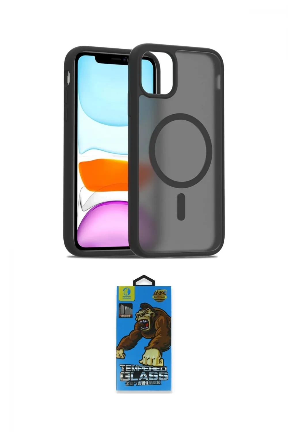 ieg™ iPhone 11 Pro Max Kılıf Siluet Minimal Prime - Siyah 18D Cam Ekran Koruyucu