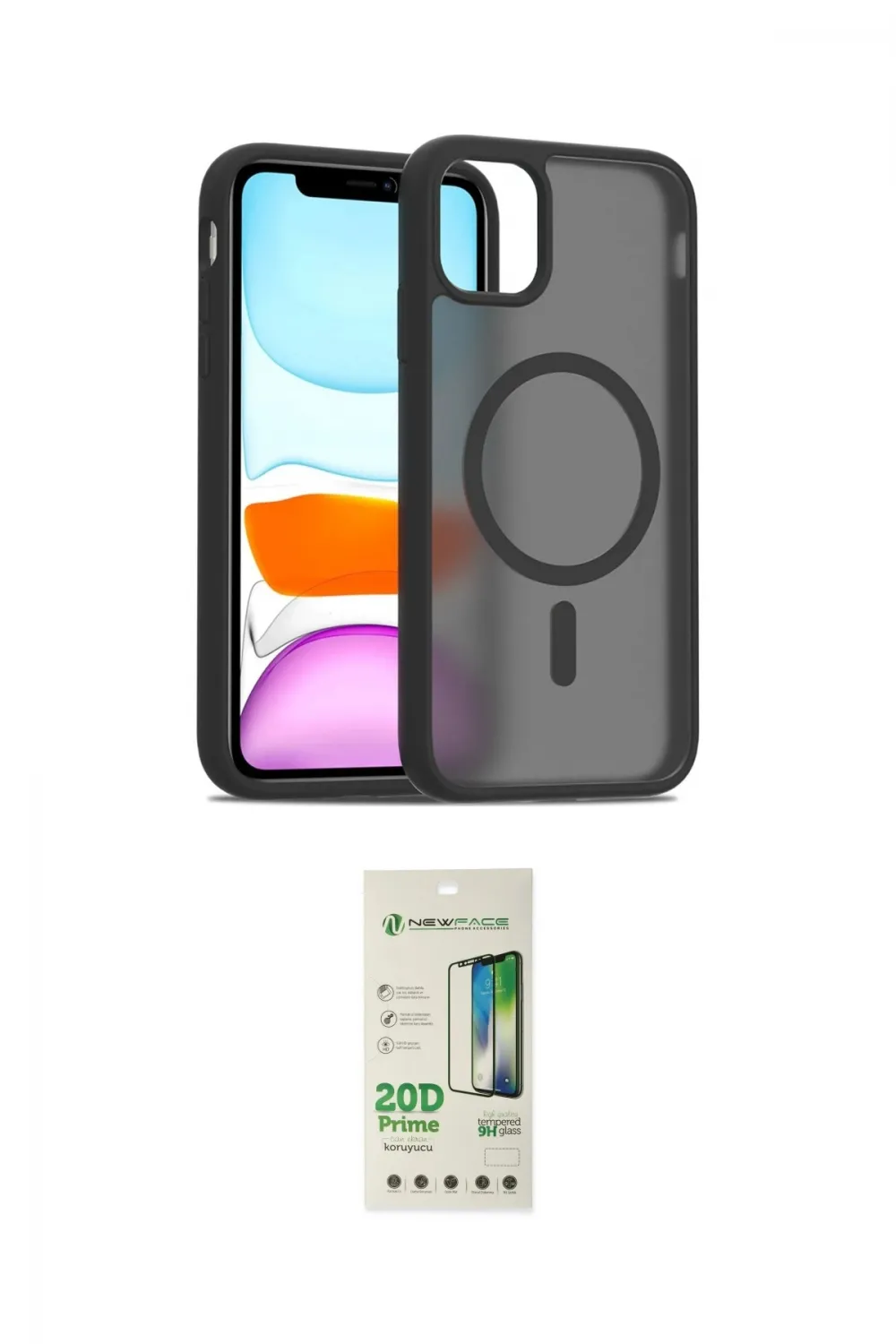 ieg™ iPhone 11 Pro Max Kılıf Siluet Minimal Prime - Siyah 20D Premium Cam Ekran Koruyucu