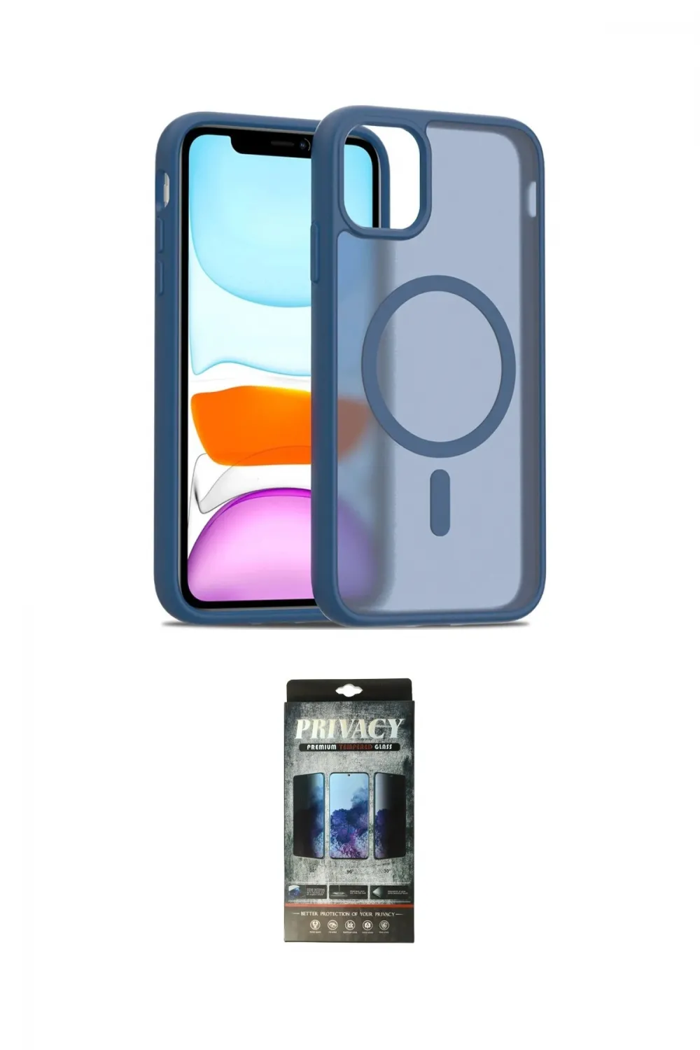 ieg™ iPhone 11 Pro Max Kılıf Siluet Minimal Prime - Siyah 34D Hayalet Izgaralı Cam