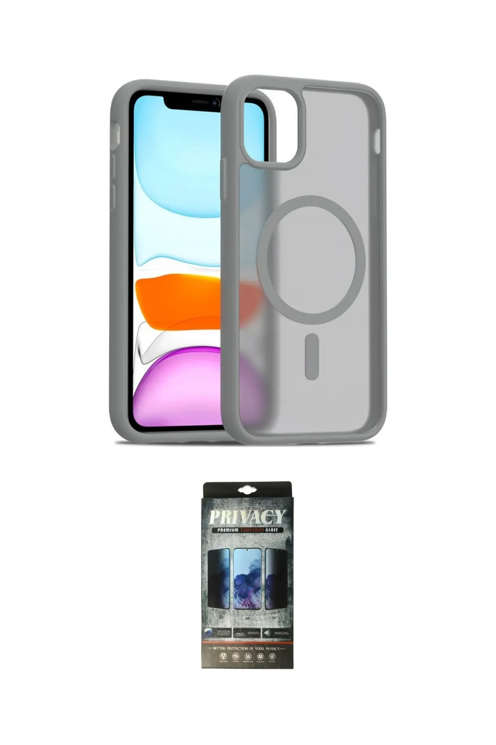 ieg™ iPhone 11 Pro Max Kılıf Siluet Minimal Prime - Siyah 34D Hayalet Izgaralı Cam