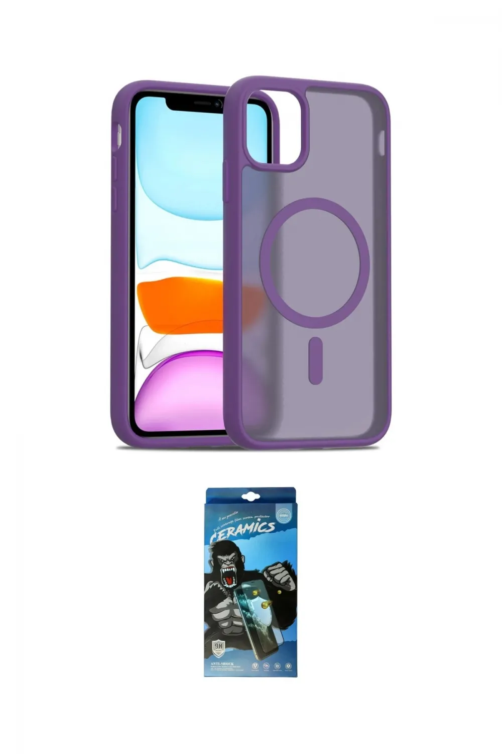 ieg™ iPhone 11 Pro Max Kılıf Siluet Minimal Prime - Siyah 34D Izgaralı Cam