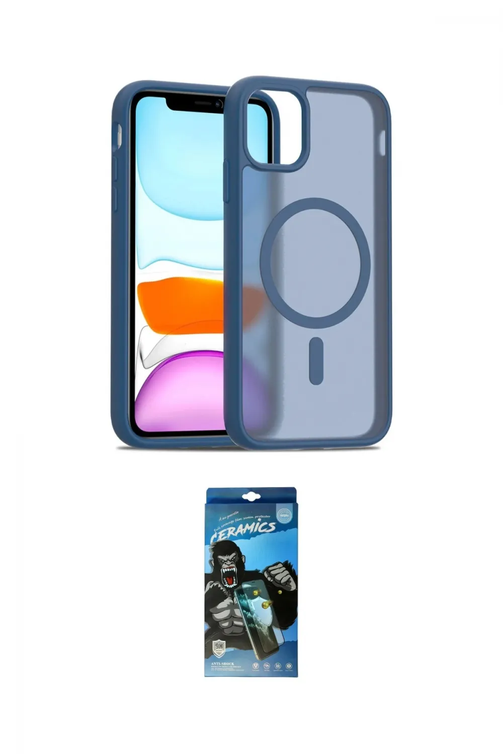 ieg™ iPhone 11 Pro Max Kılıf Siluet Minimal Prime - Siyah 34D Izgaralı Cam