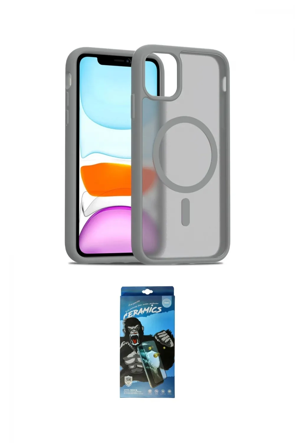 ieg™ iPhone 11 Pro Max Kılıf Siluet Minimal Prime - Siyah 34D Izgaralı Cam