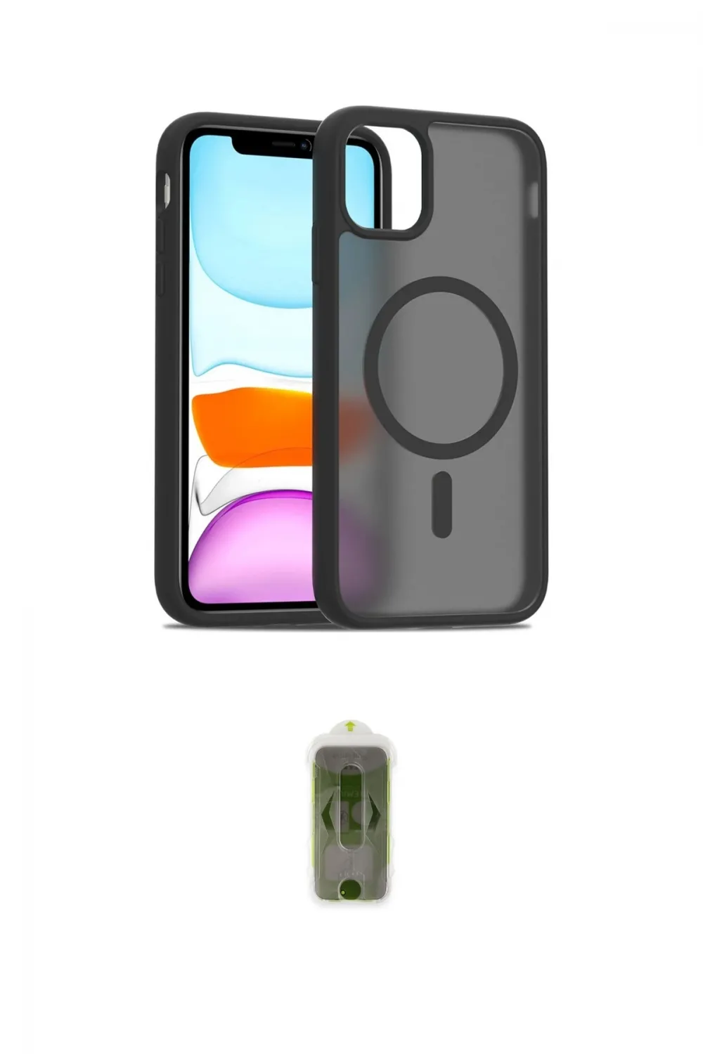 ieg™ iPhone 11 Pro Max Kılıf Siluet Minimal Prime - Siyah Joko Magic 5D Hayalet Cam