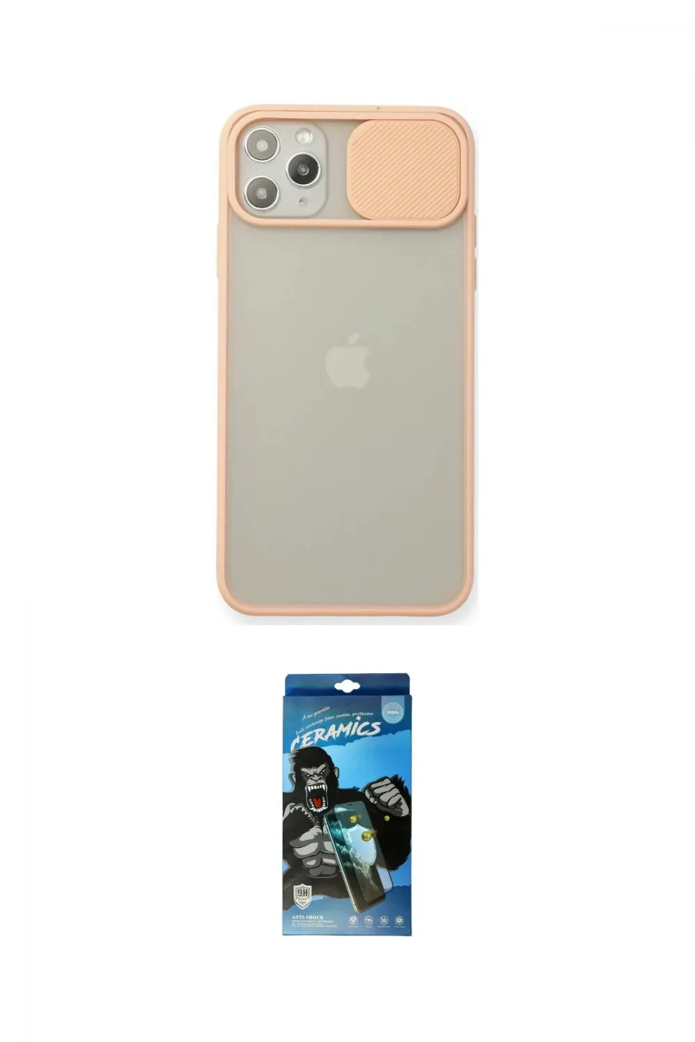 ieg™ iPhone 11 Pro Max Kılıf Vadi Çizgi - Siyah 34D Izgaralı Cam