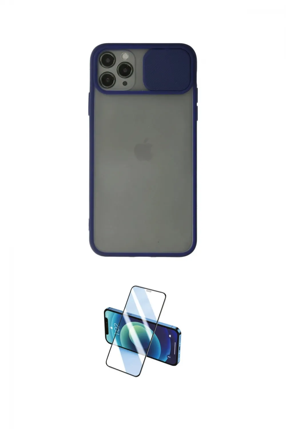 ieg™ iPhone 11 Pro Max Kılıf Vadi Çizgi - Siyah 3D Antistatik Cam Ekran Koruyucu