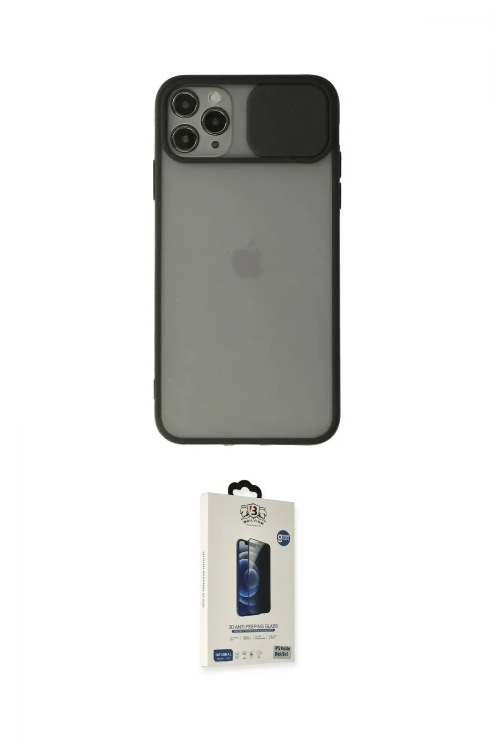 ieg™ iPhone 11 Pro Max Kılıf Vadi Çizgi - Siyah Bilvis Hayalet Cam Ekran Koruyucu
