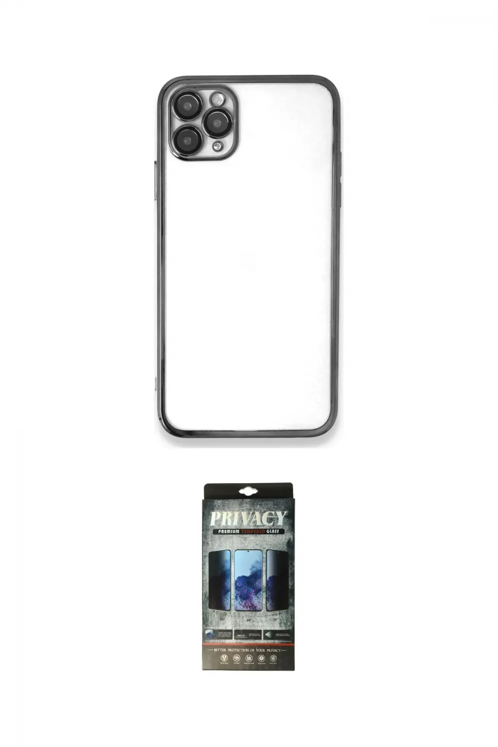 ieg™ iPhone 11 Pro Max Kılıf Vadi Minimal - Siyah 34D Hayalet Izgaralı Cam