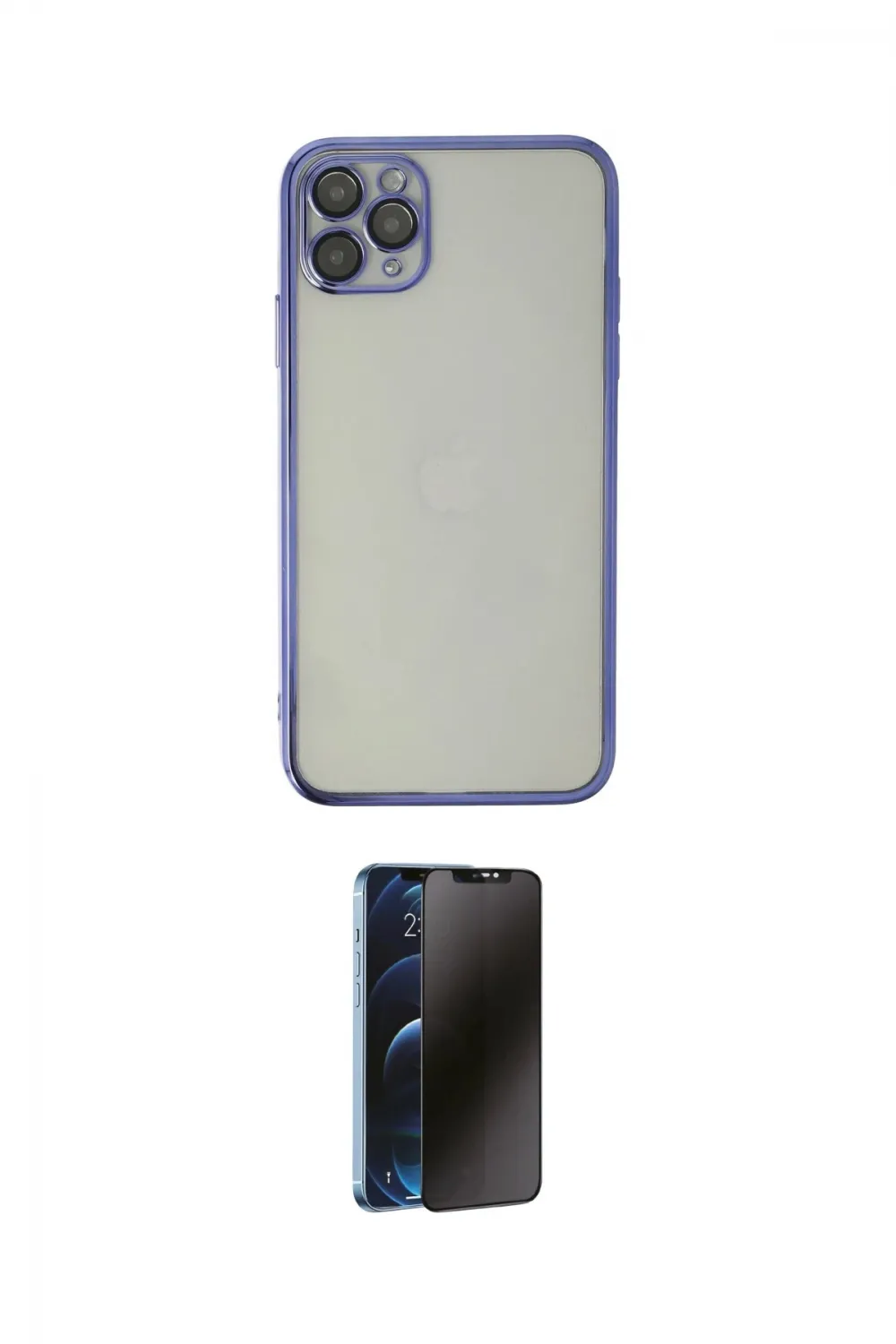 ieg™ iPhone 11 Pro Max Kılıf Vadi Minimal - Siyah 3D Antistatik Hayalet Cam Ekran Koruyucu