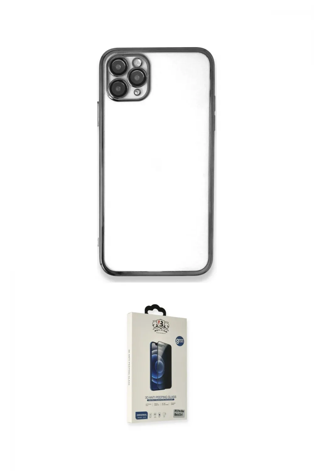 ieg™ iPhone 11 Pro Max Kılıf Vadi Minimal - Siyah Bilvis Hayalet Cam Ekran Koruyucu