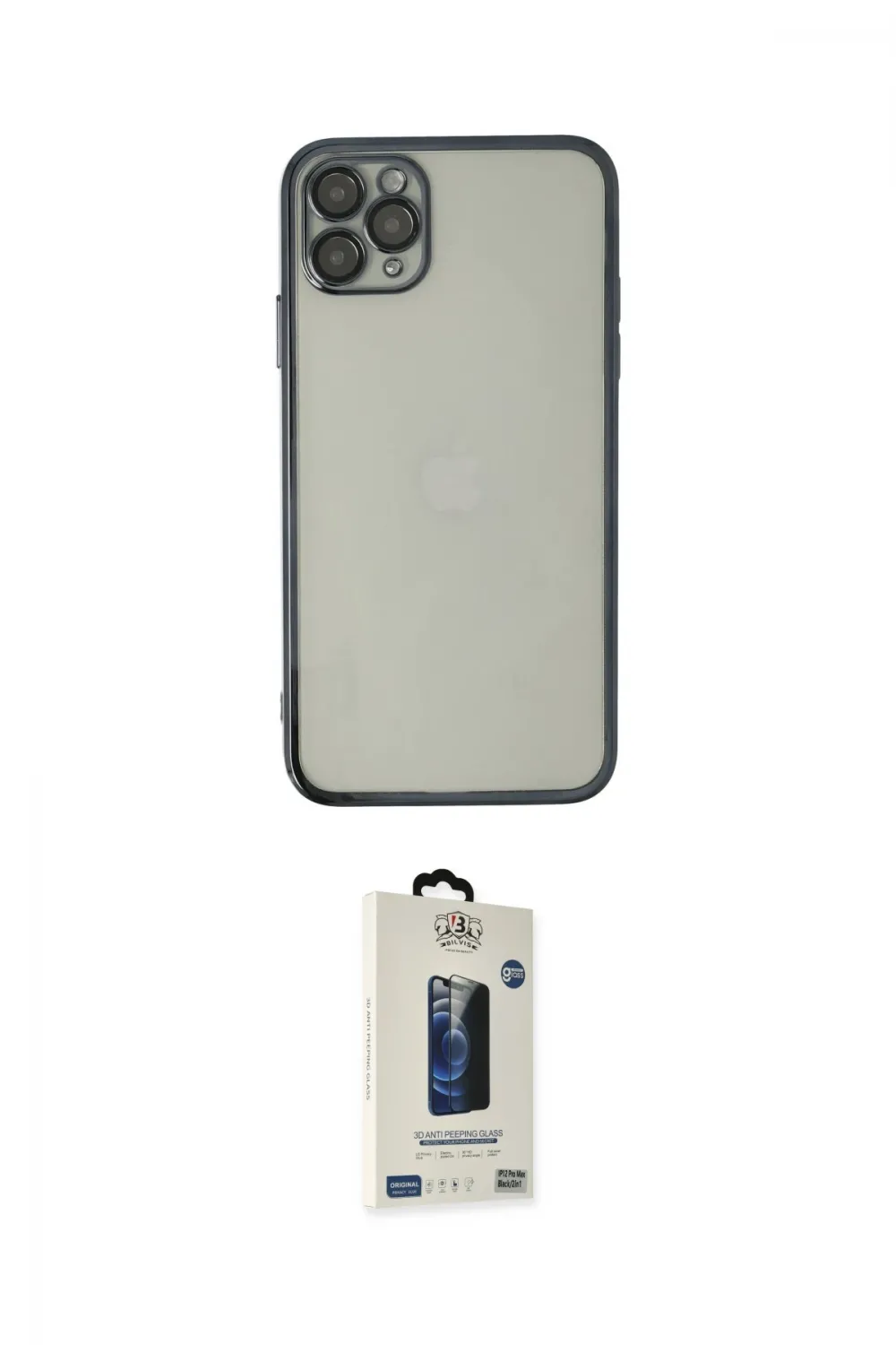 ieg™ iPhone 11 Pro Max Kılıf Vadi Minimal - Siyah Bilvis Hayalet Cam Ekran Koruyucu