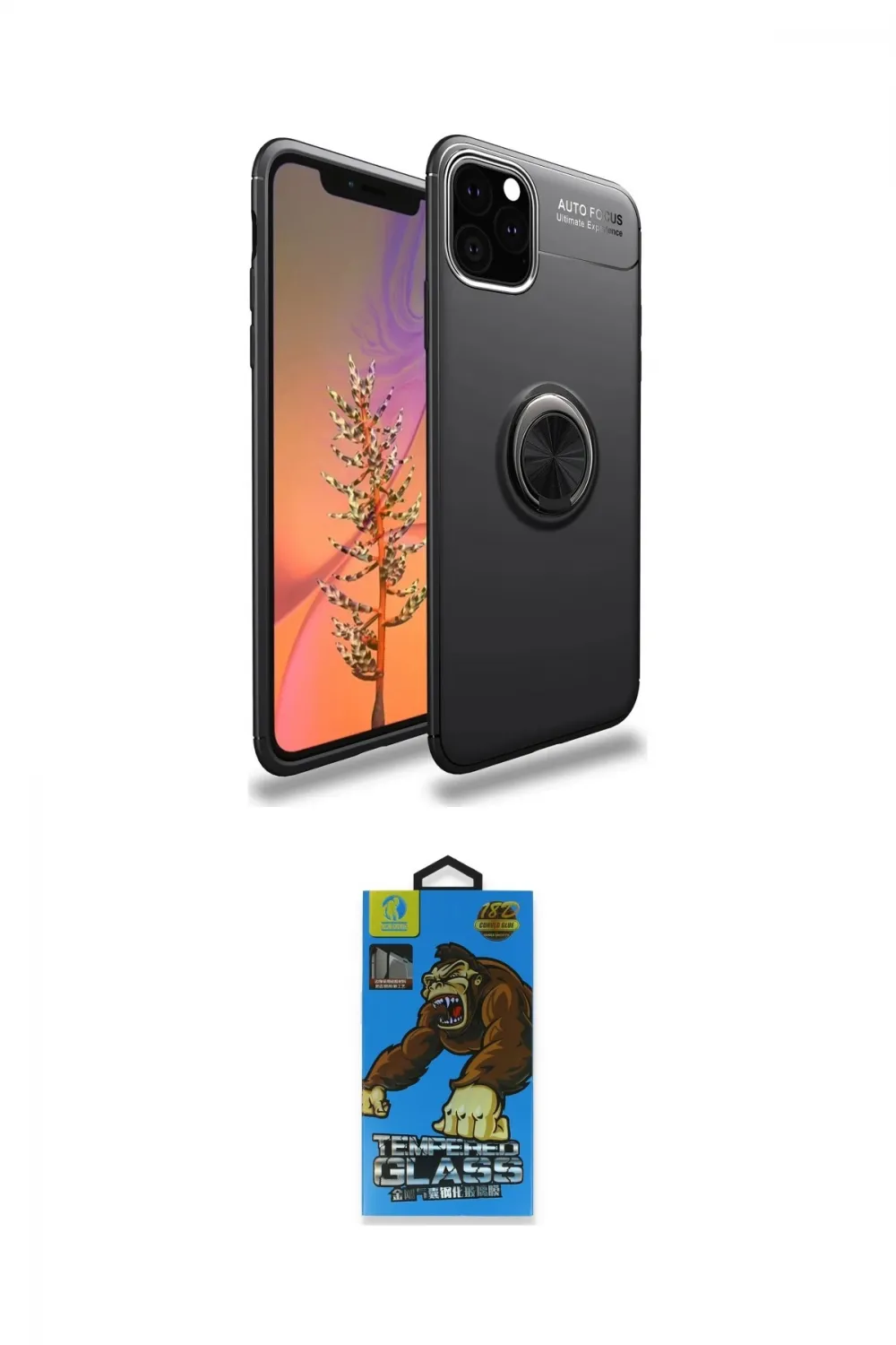 ieg™ iPhone 11 Pro Max Kılıf Yankı Form Prime - Siyah 18D Cam Ekran Koruyucu