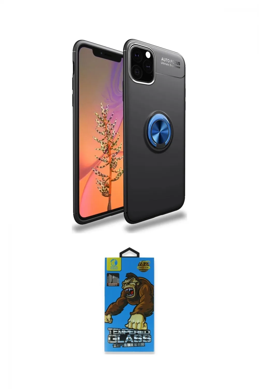 ieg™ iPhone 11 Pro Max Kılıf Yankı Form Prime - Siyah 18D Cam Ekran Koruyucu