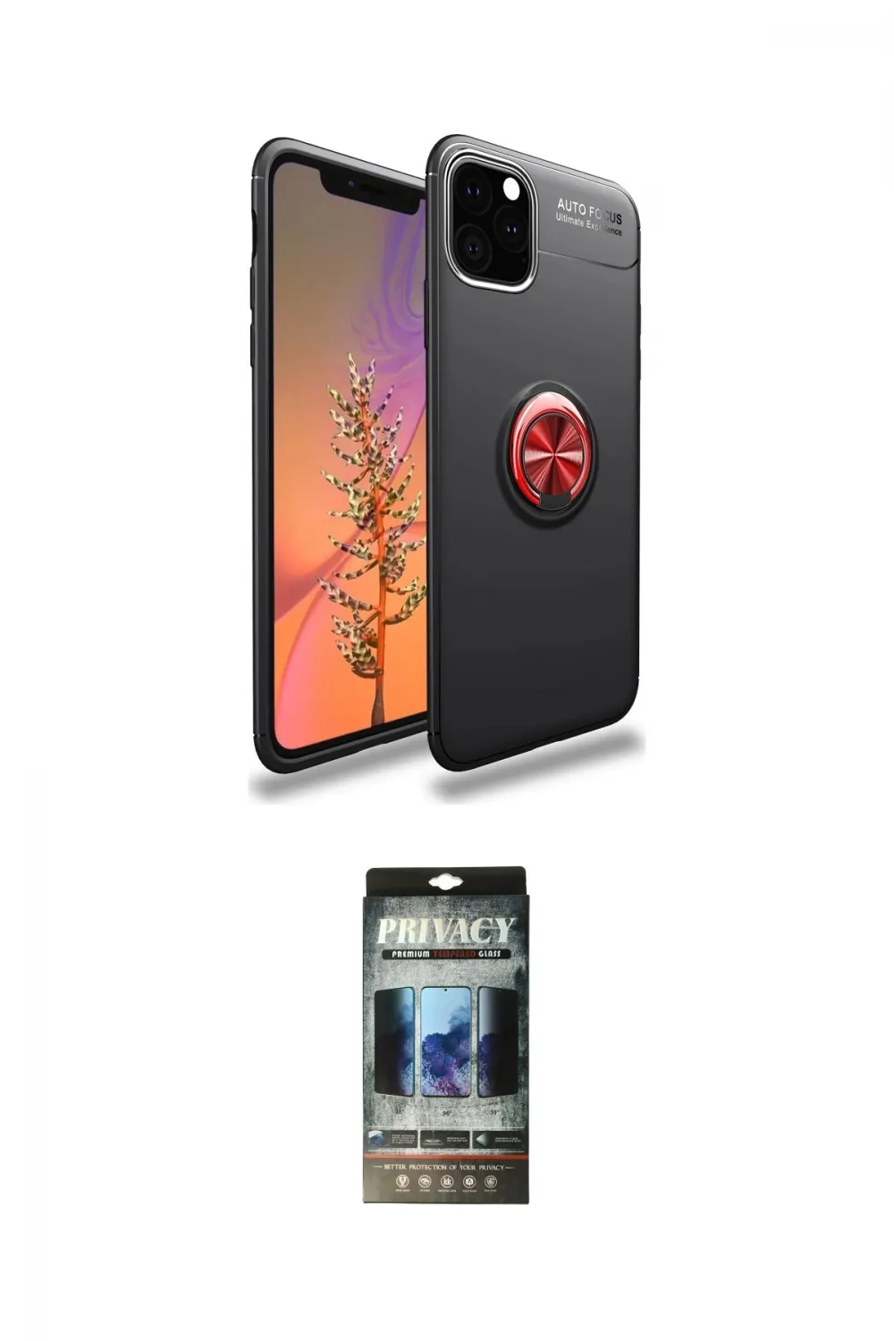 ieg™ iPhone 11 Pro Max Kılıf Yankı Form Prime - Siyah 34D Hayalet Izgaralı Cam