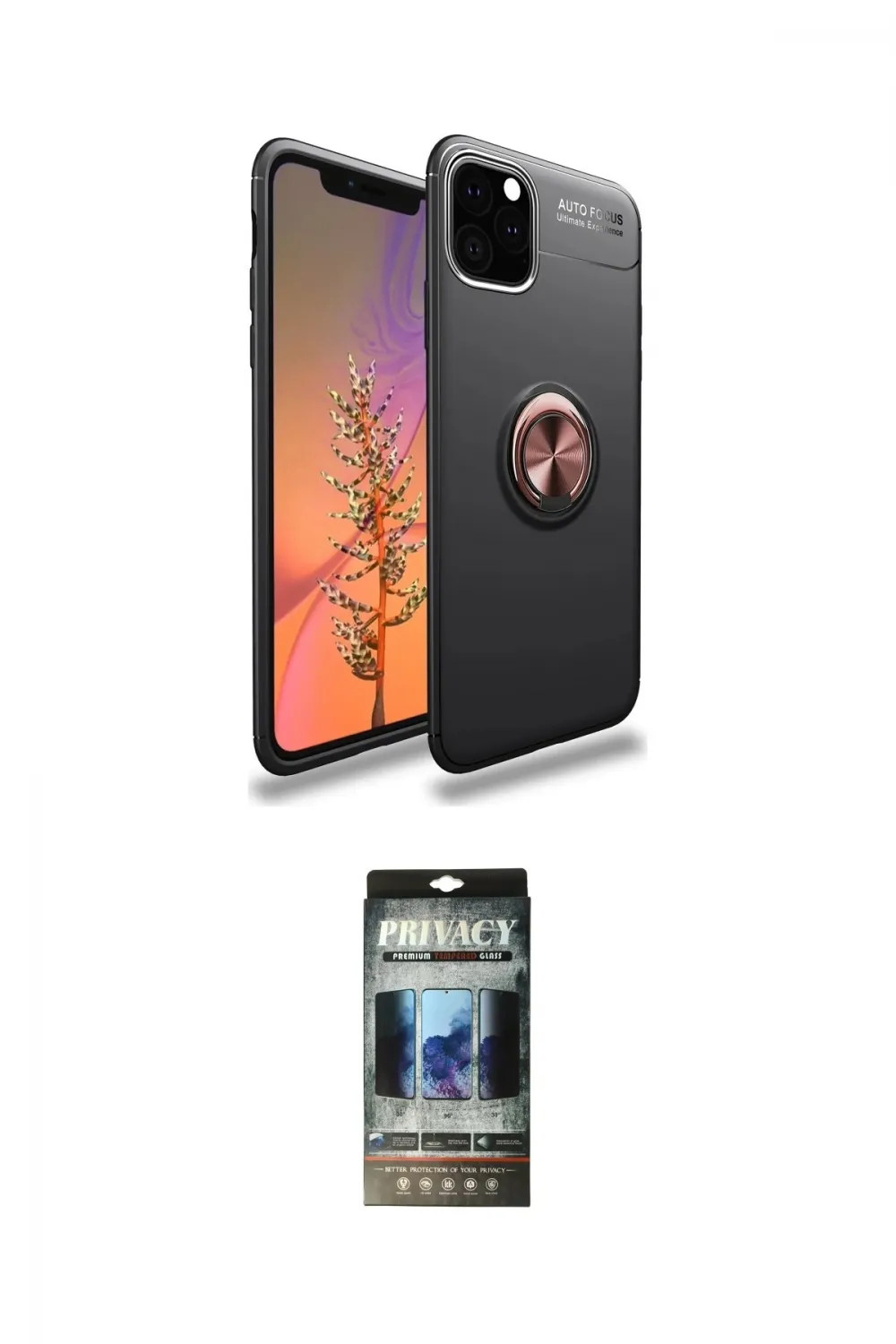 ieg™ iPhone 11 Pro Max Kılıf Yankı Form Prime - Siyah 34D Hayalet Izgaralı Cam