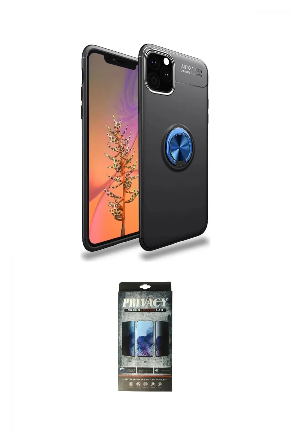 ieg™ iPhone 11 Pro Max Kılıf Yankı Form Prime - Siyah 34D Hayalet Izgaralı Cam