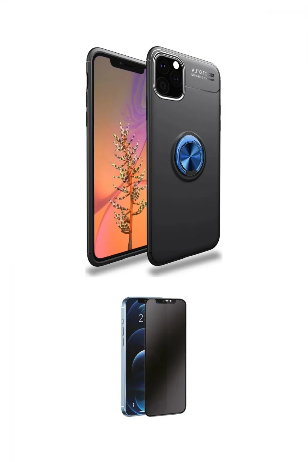 ieg™ iPhone 11 Pro Max Kılıf Yankı Form Prime - Siyah 3D Antistatik Hayalet Cam Ekran Koruyucu