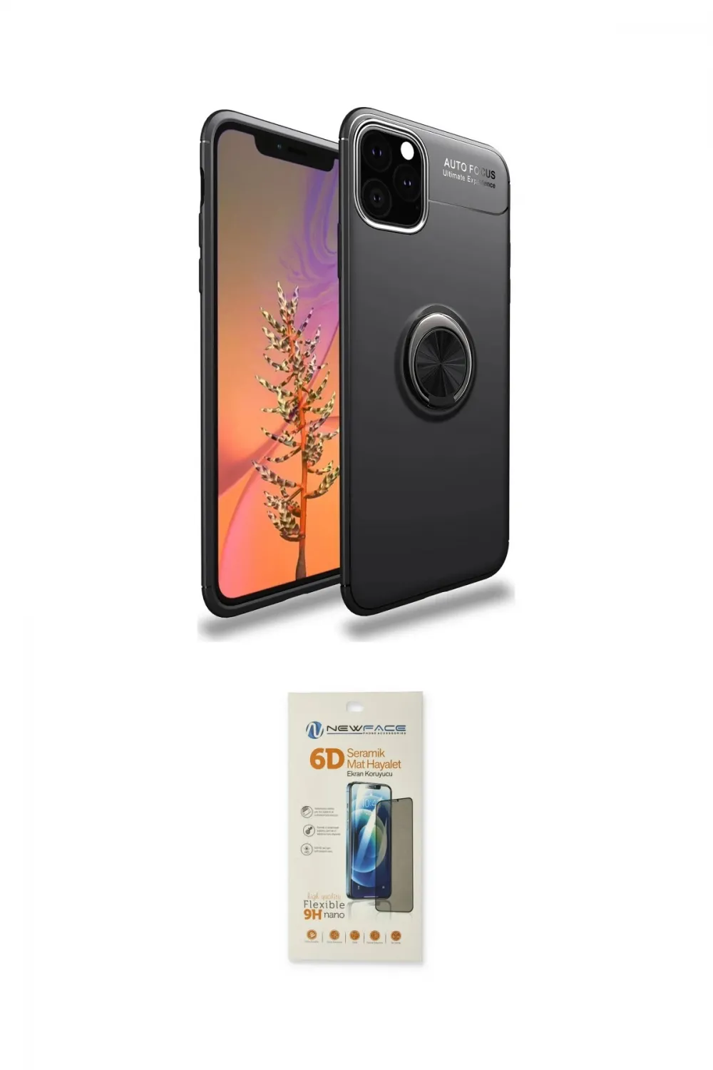 ieg™ iPhone 11 Pro Max Kılıf Yankı Form Prime - Siyah 6D Mat Seramik Hayalet Nano Ekran Koruyucu