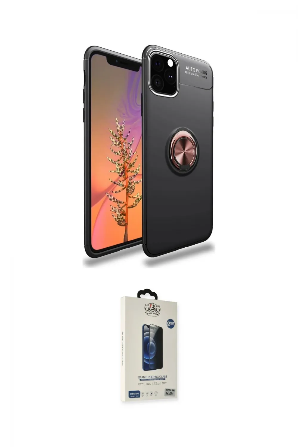 ieg™ iPhone 11 Pro Max Kılıf Yankı Form Prime - Siyah Bilvis Hayalet Cam Ekran Koruyucu