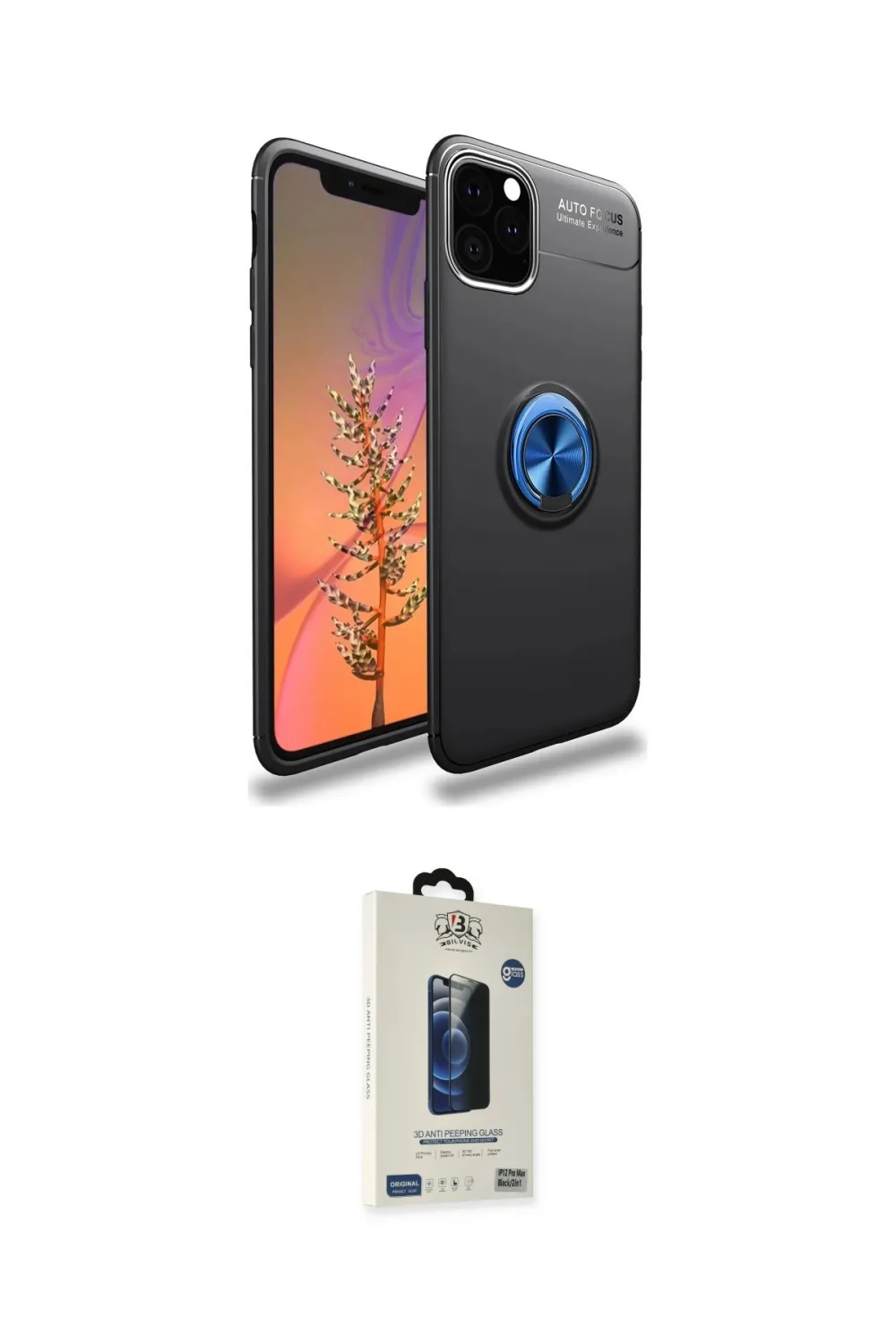 ieg™ iPhone 11 Pro Max Kılıf Yankı Form Prime - Siyah Bilvis Hayalet Cam Ekran Koruyucu