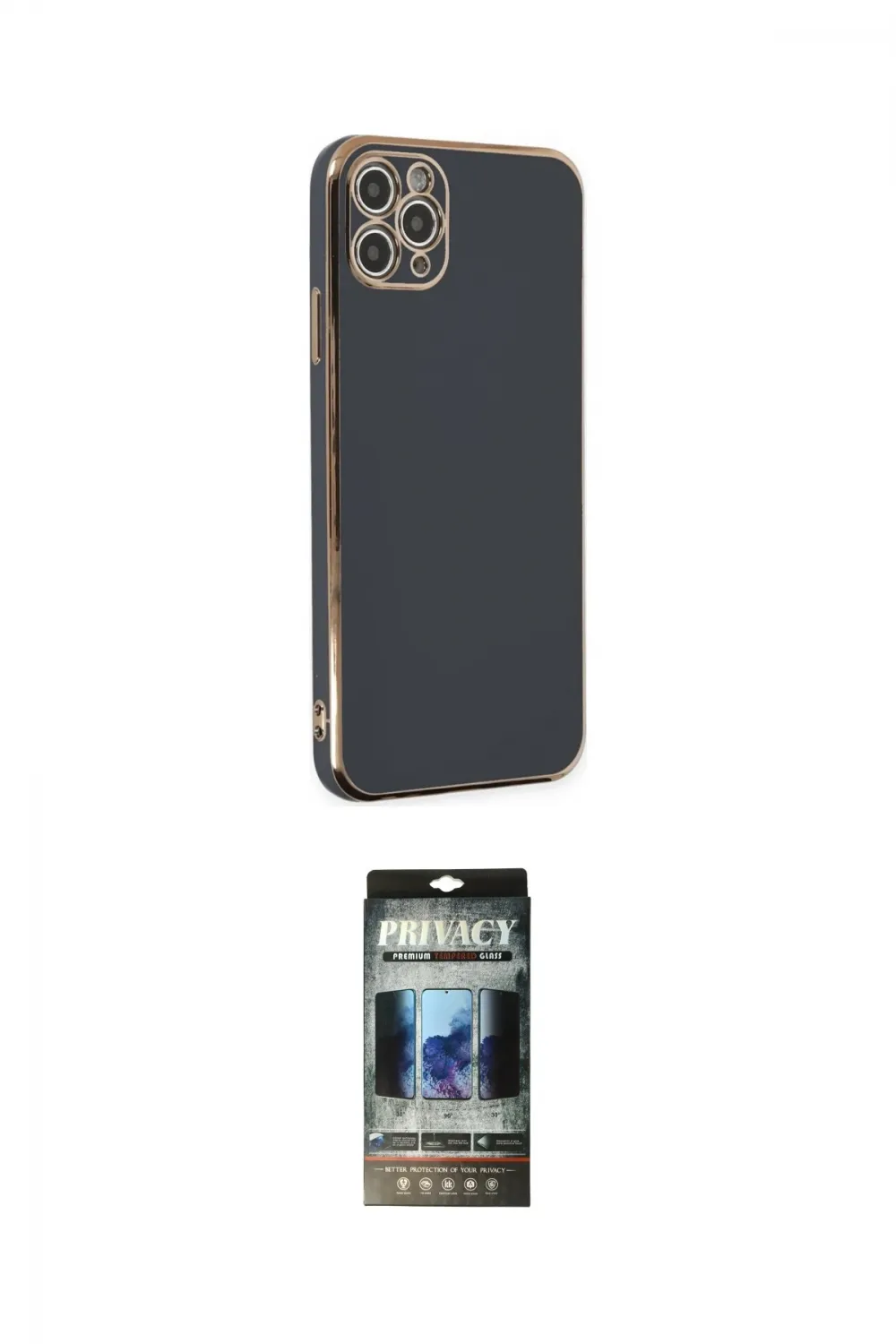 ieg™ iPhone 11 Pro Max Kılıf Yankı Serisi - Siyah 34D Hayalet Izgaralı Cam