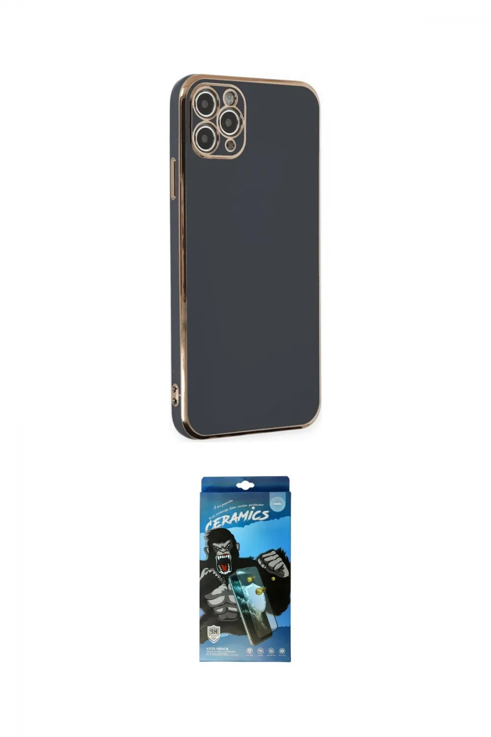 ieg™ iPhone 11 Pro Max Kılıf Yankı Serisi - Siyah 34D Izgaralı Cam