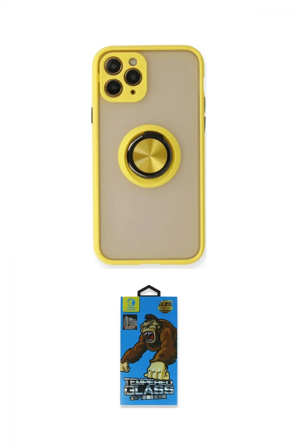 ieg™ iPhone 11 Pro Max Kılıf Yörünge Çizgi - Siyah 18D Cam Ekran Koruyucu