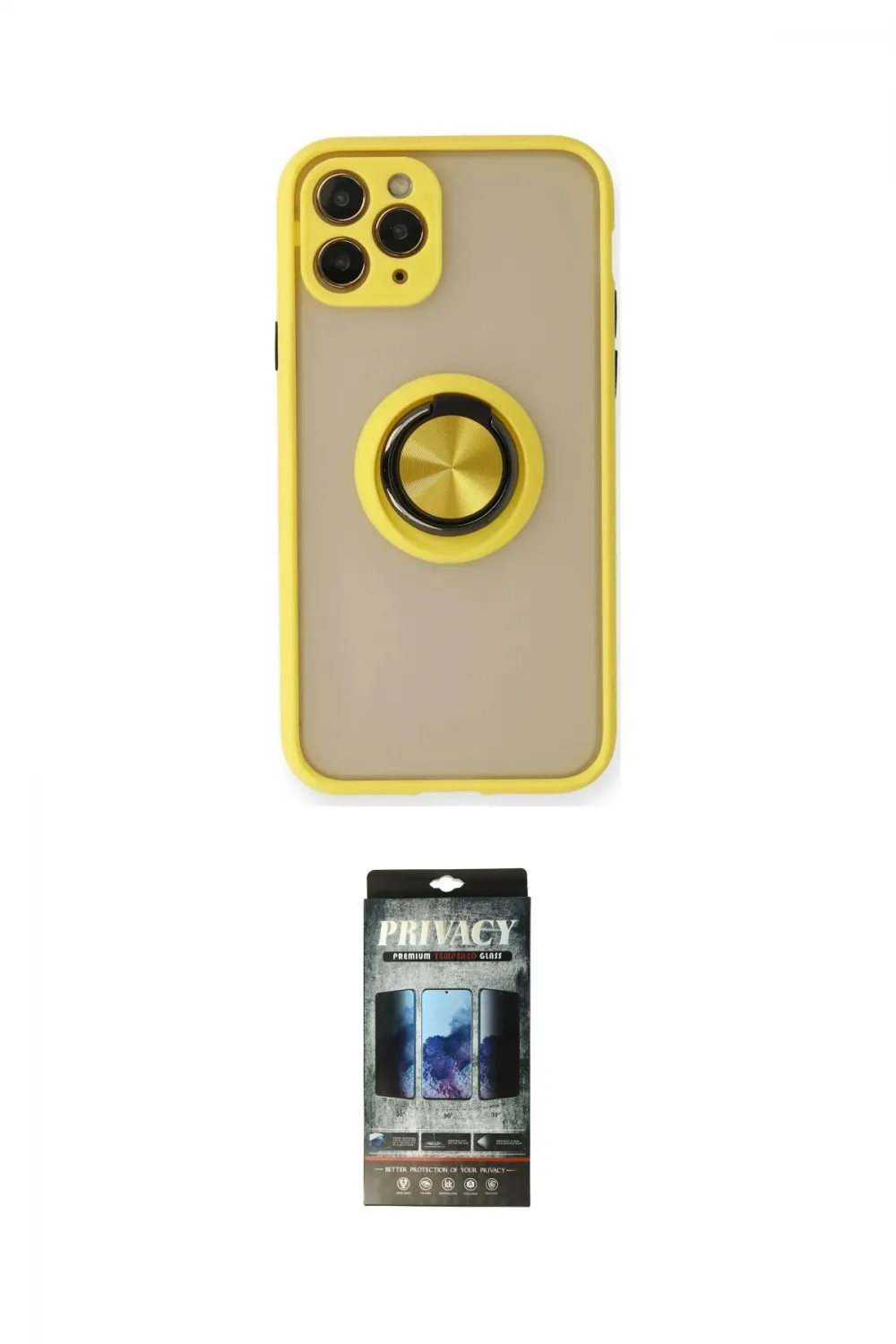 ieg™ iPhone 11 Pro Max Kılıf Yörünge Çizgi - Siyah 34D Hayalet Izgaralı Cam
