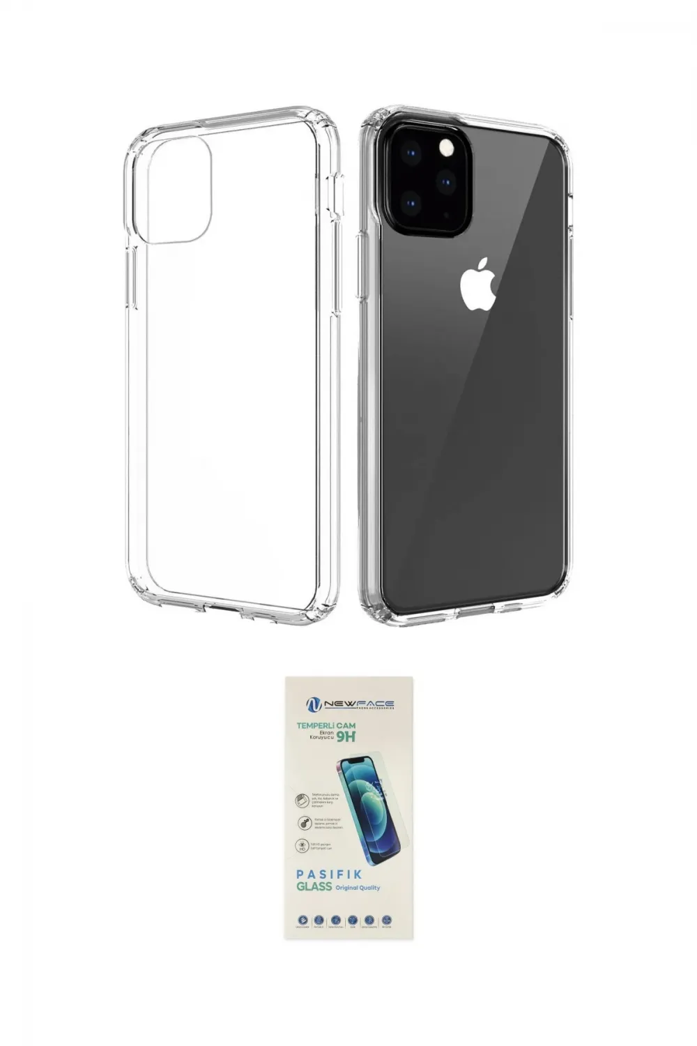 ieg™ iPhone 11 Pro Max Kılıf Zirve Doku - Şeffaf Pasifik Cam Ekran Koruyucu