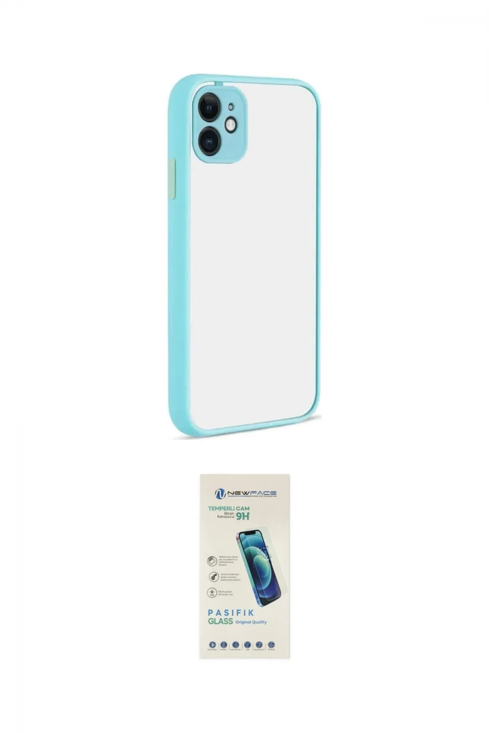 ieg™ iPhone 12 Kılıf Ahenk Çizgi Serisi - Şeffaf Pasifik Cam Ekran Koruyucu