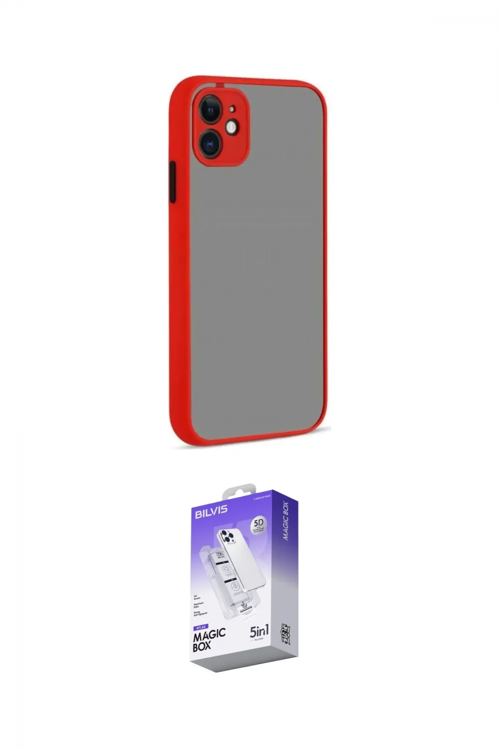 ieg™ iPhone 12 Kılıf Ahenk Çizgi Serisi - Siyah Bilvis 5in1 3D Magic Cam Ekran Koruyucu