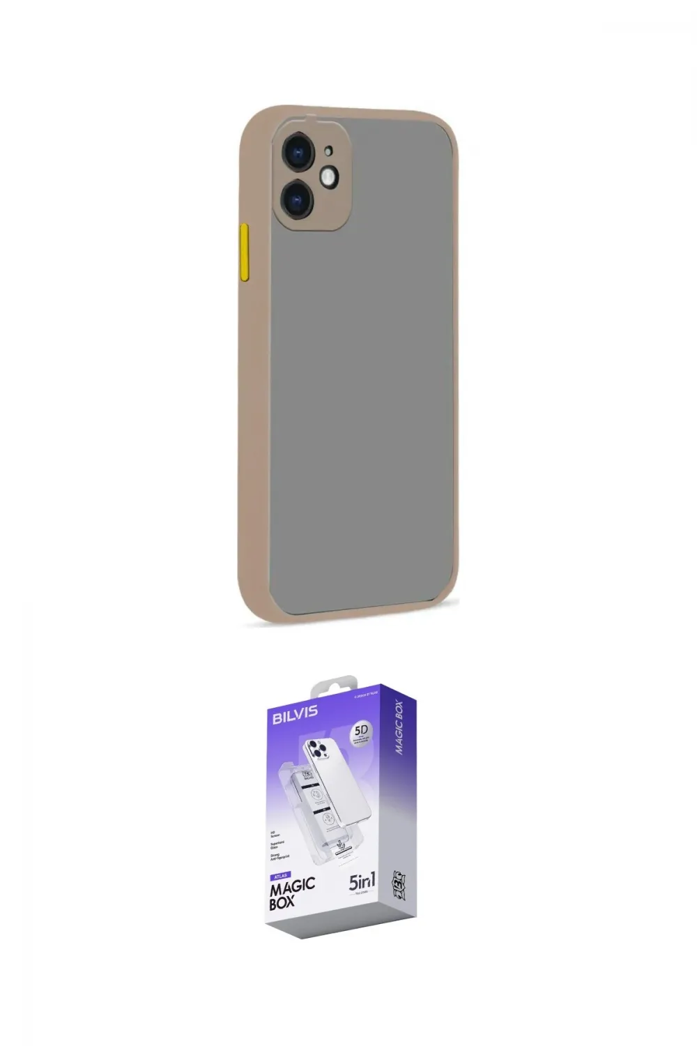 ieg™ iPhone 12 Kılıf Ahenk Çizgi Serisi - Siyah Bilvis 5in1 3D Magic Cam Ekran Koruyucu