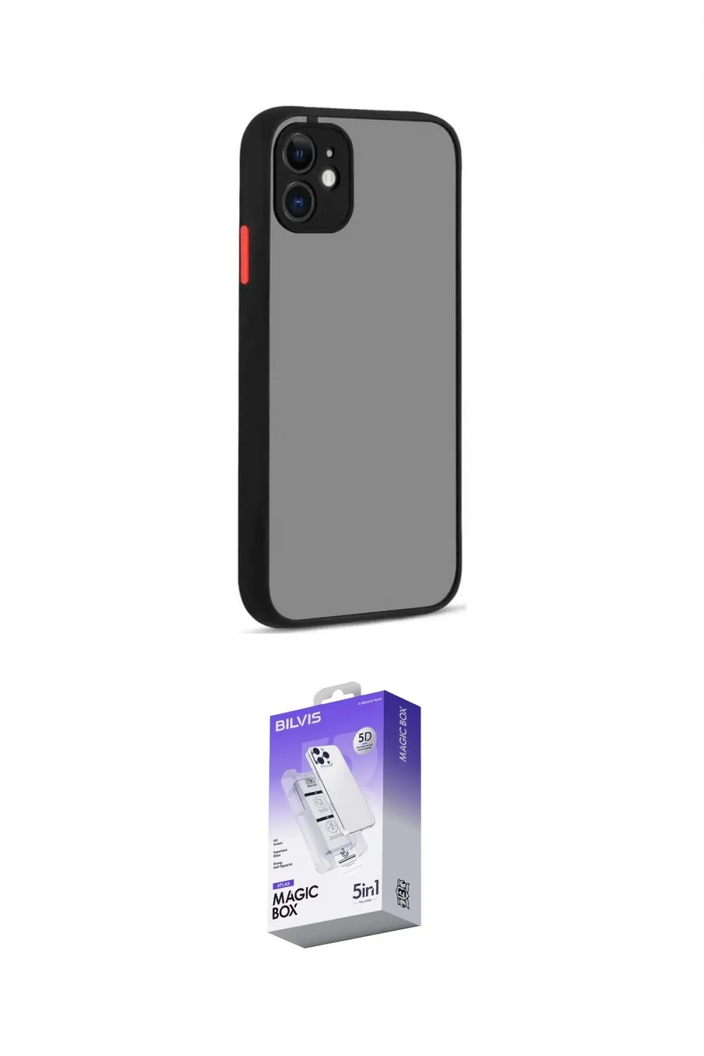 ieg™ iPhone 12 Kılıf Ahenk Çizgi Serisi - Siyah Bilvis 5in1 3D Magic Cam Ekran Koruyucu
