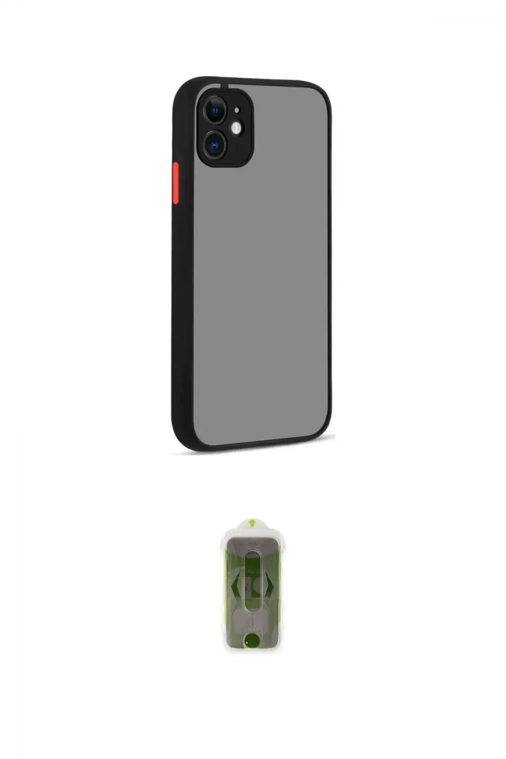 ieg™ iPhone 12 Kılıf Ahenk Çizgi Serisi - Siyah Joko Magic 5D Hayalet Cam