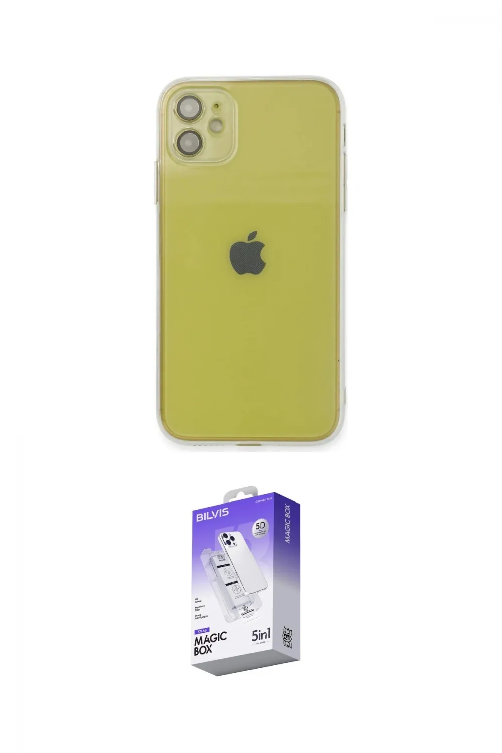 ieg™ iPhone 12 Kılıf Ahenk Doku - Siyah Bilvis 5in1 3D Magic Cam Ekran Koruyucu