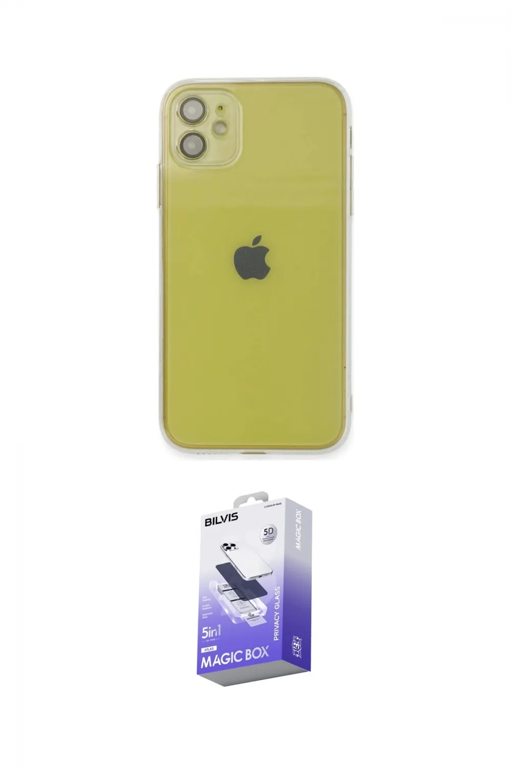 ieg™ iPhone 12 Kılıf Ahenk Doku - Siyah Bilvis 5in1 5D Magic Hayalet Cam Ekran Koruyucu