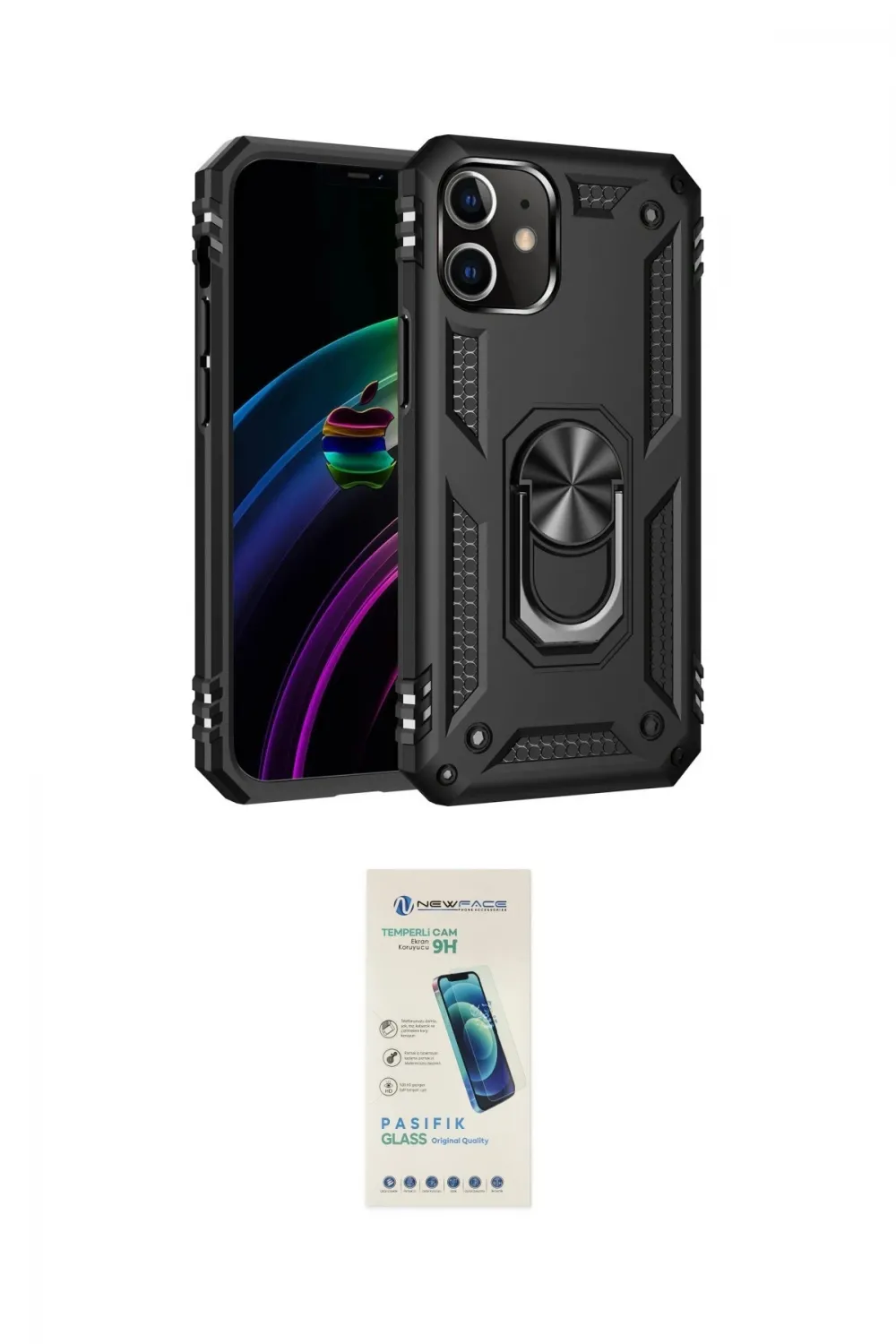 ieg™ iPhone 12 Kılıf Ahenk Klasik Koleksiyonu - Şeffaf Pasifik Cam Ekran Koruyucu