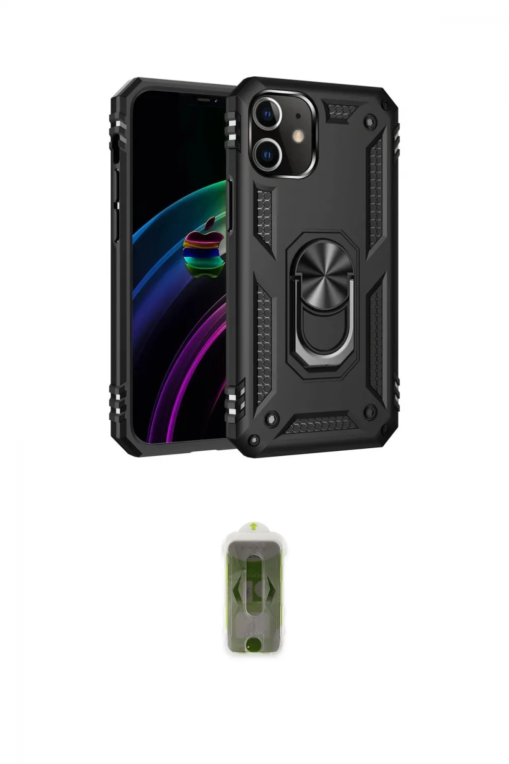 ieg™ iPhone 12 Kılıf Ahenk Klasik Koleksiyonu - Siyah Joko Magic 5D Hayalet Cam