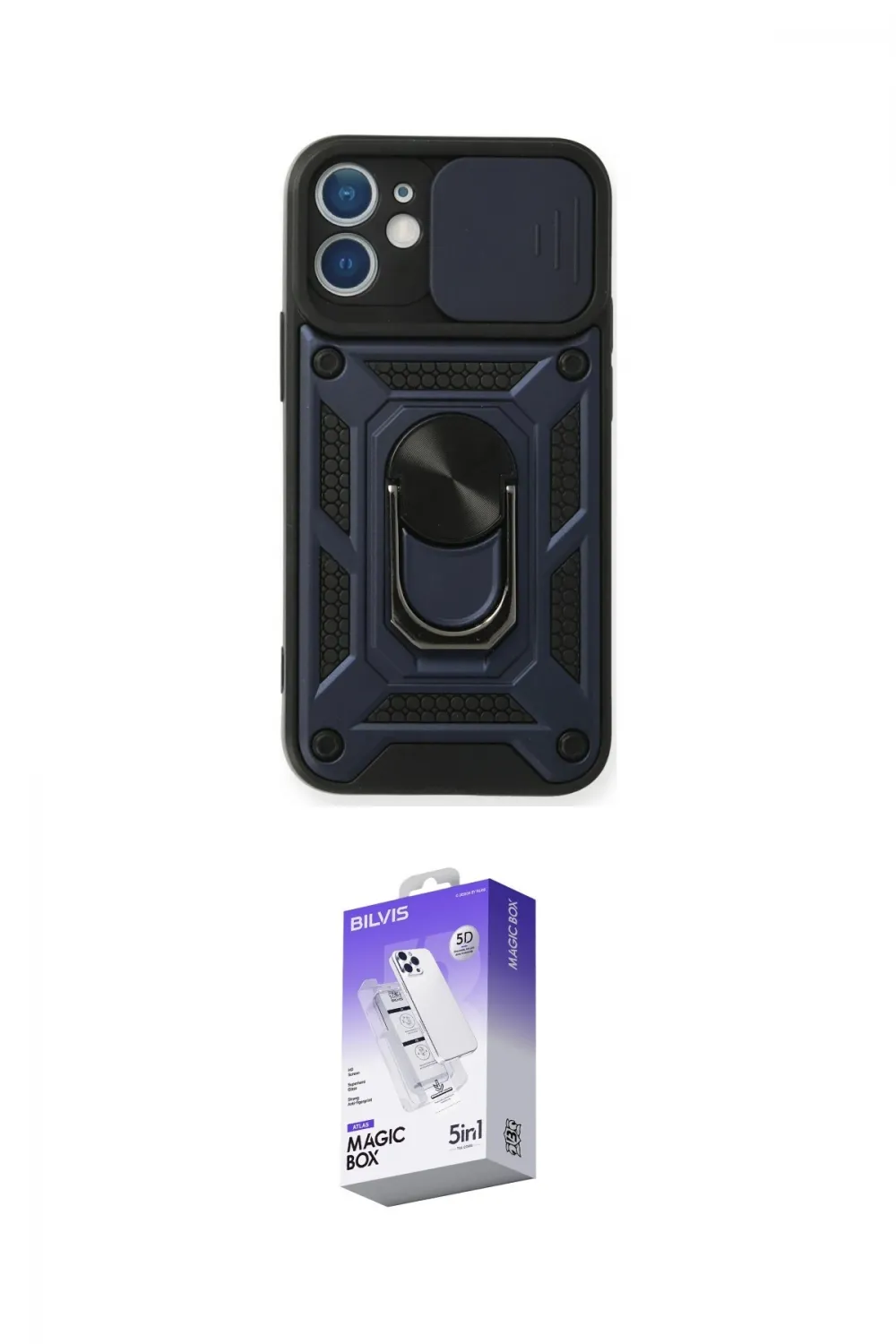 ieg™ iPhone 12 Kılıf Ahenk Klasik - Siyah Bilvis 5in1 3D Magic Cam Ekran Koruyucu