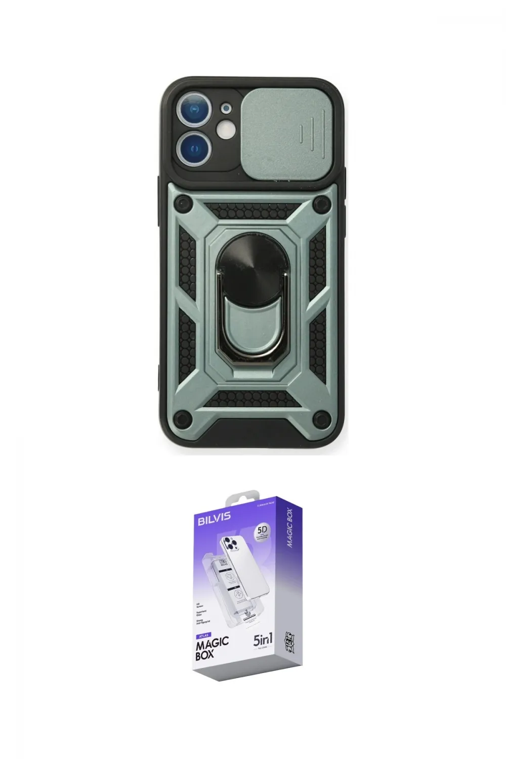 ieg™ iPhone 12 Kılıf Ahenk Klasik - Siyah Bilvis 5in1 3D Magic Cam Ekran Koruyucu