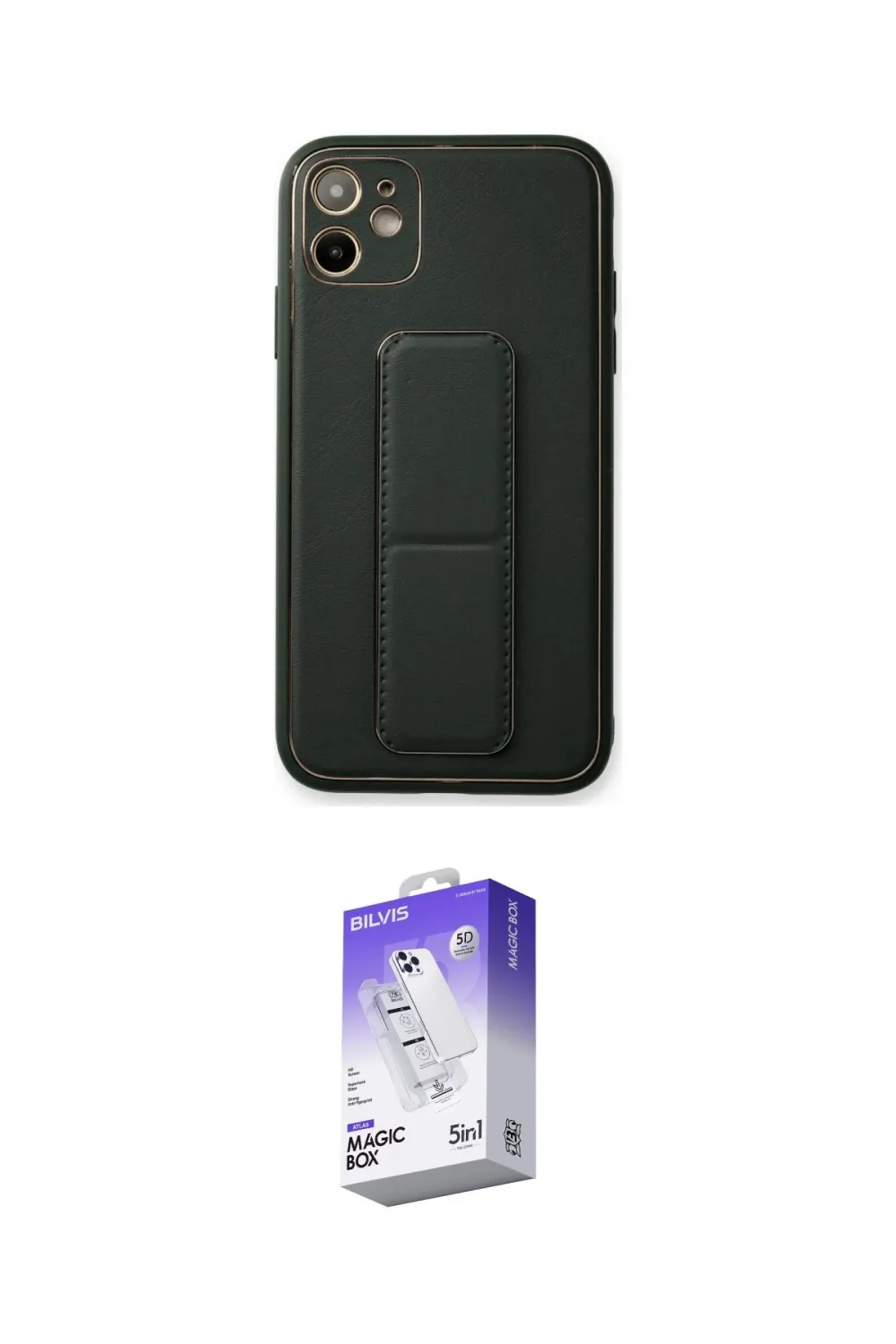 ieg™ iPhone 12 Kılıf Akış Doku - Siyah Bilvis 5in1 3D Magic Cam Ekran Koruyucu