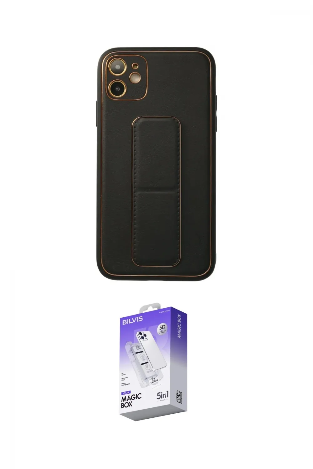 ieg™ iPhone 12 Kılıf Akış Doku - Siyah Bilvis 5in1 3D Magic Cam Ekran Koruyucu