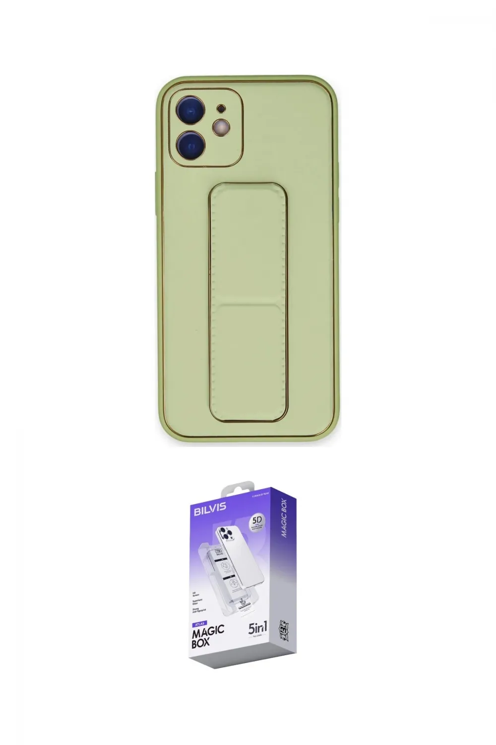 ieg™ iPhone 12 Kılıf Akış Doku - Siyah Bilvis 5in1 3D Magic Cam Ekran Koruyucu