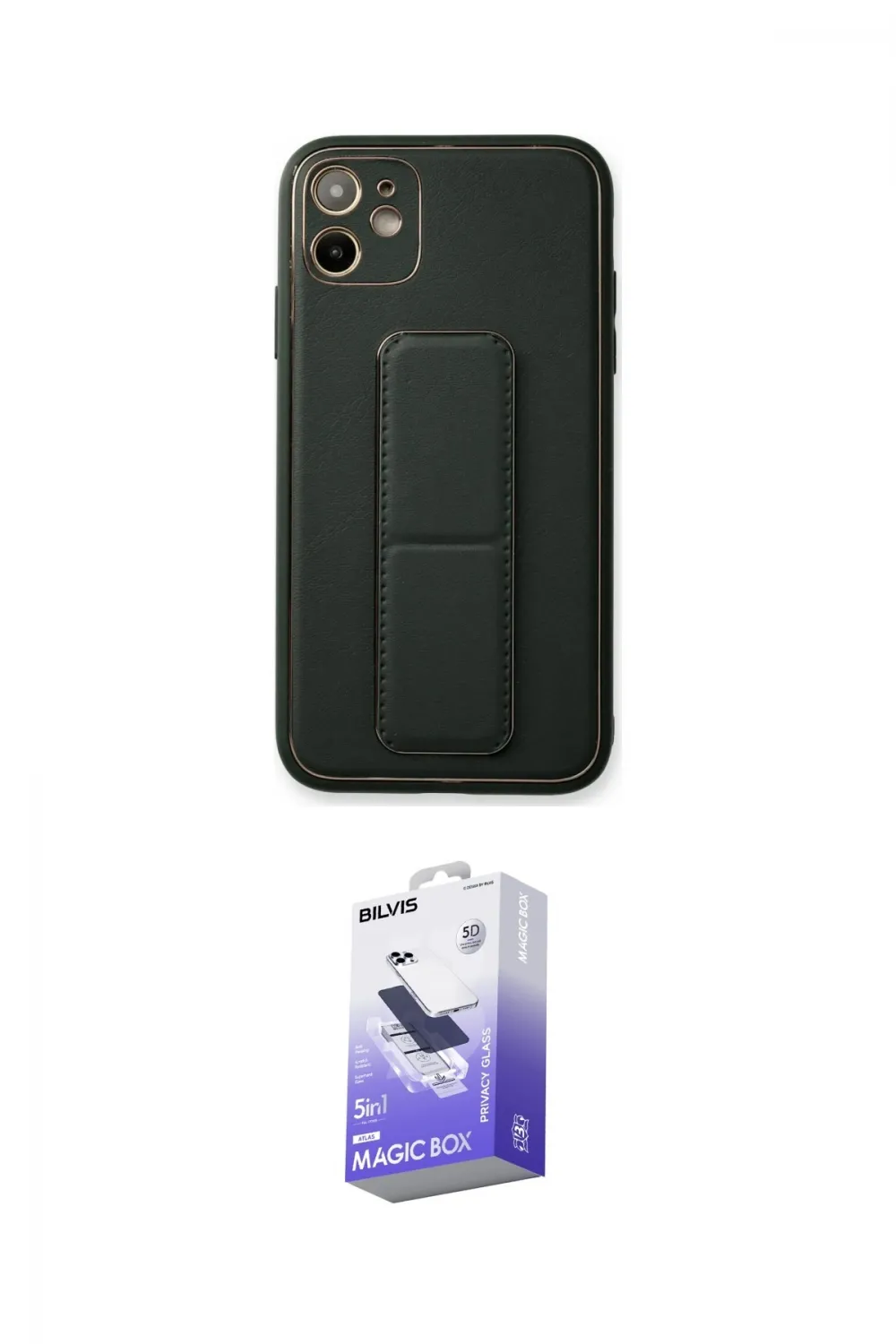 ieg™ iPhone 12 Kılıf Akış Doku - Siyah Bilvis 5in1 5D Magic Hayalet Cam Ekran Koruyucu