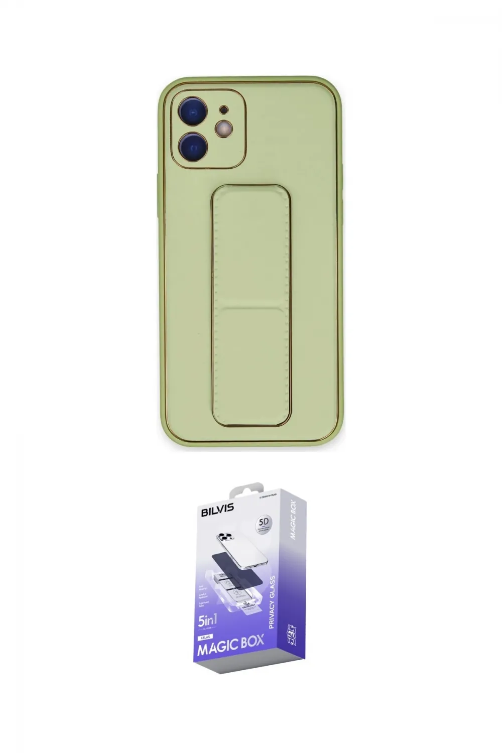 ieg™ iPhone 12 Kılıf Akış Doku - Siyah Bilvis 5in1 5D Magic Hayalet Cam Ekran Koruyucu