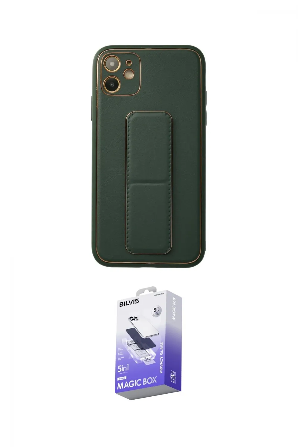 ieg™ iPhone 12 Kılıf Akış Doku - Siyah Bilvis 5in1 5D Magic Hayalet Cam Ekran Koruyucu