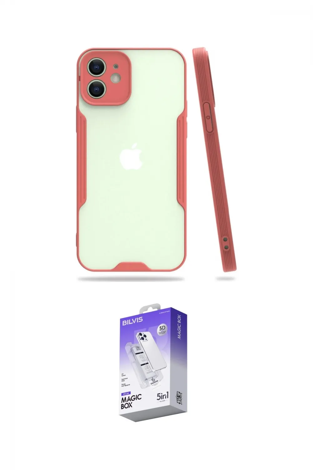 ieg™ iPhone 12 Kılıf Atlas Asil Serisi - Siyah Bilvis 5in1 3D Magic Cam Ekran Koruyucu
