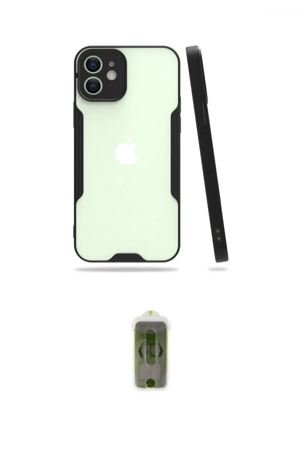 ieg™ iPhone 12 Kılıf Atlas Asil Serisi - Siyah Joko Magic 5D Hayalet Cam